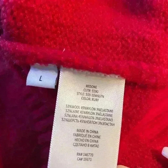 NEW RE/DONE 60s Slim Red Turtle Neck Sweater Large - Picture 8 of 9